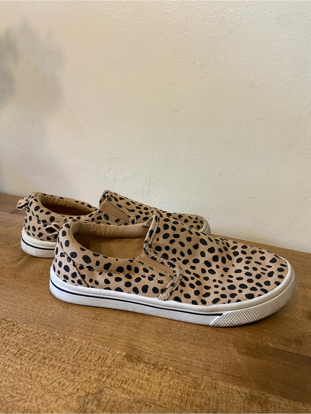 Target Cat & Jack Girls Leopard Print Slip-On Sneakers in Tan and Black
